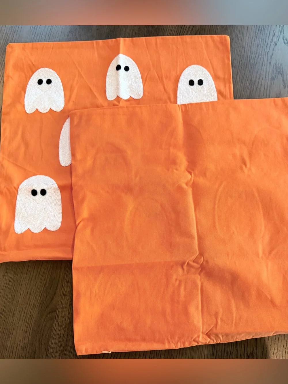 NWT Orange Halloween Ghost Pillow Covers (Set of 2) 18 x 18